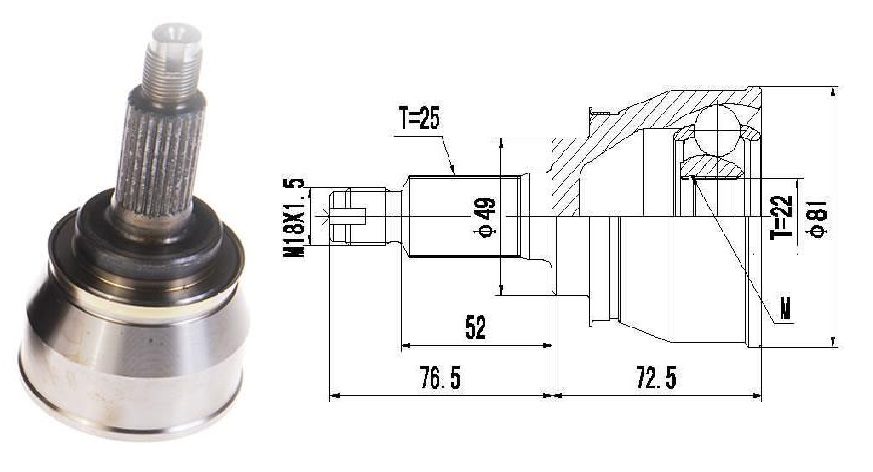 HOMOCINETICA SWIFT  SEG.MED.  RUEDA  25/22 