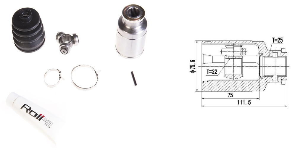 HOMOCINETICA IMPREZA LEGACY 95/  CAJA  25/22