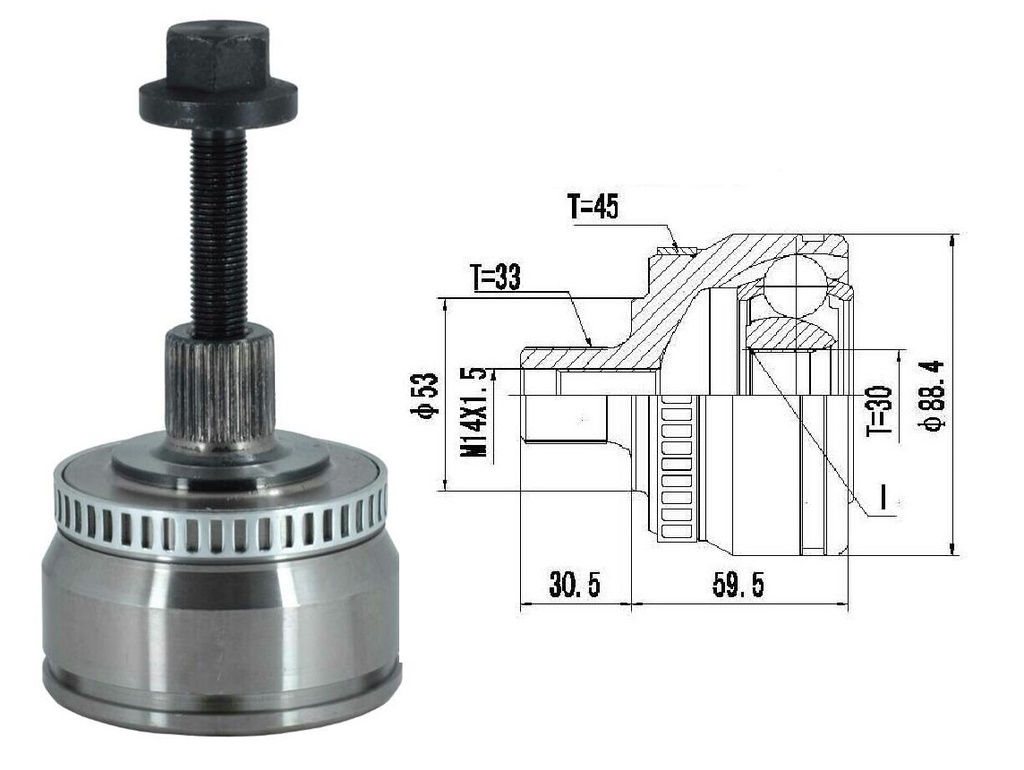 HOMOCINETICA A4 GOLF  SEG.INT.  ABS45  RUEDA  33/30