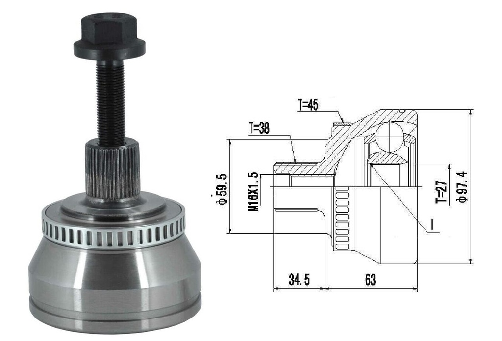 HOMOCINETICA A4 PASSAT  SEG.INT.  ABS45  RUEDA  38/27
