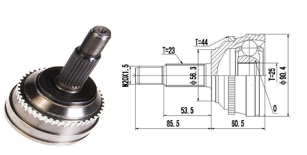 HOMOCINETICA LAGUNA MEGANE  SEG.EXT.  ABS44  RUEDA  23/25