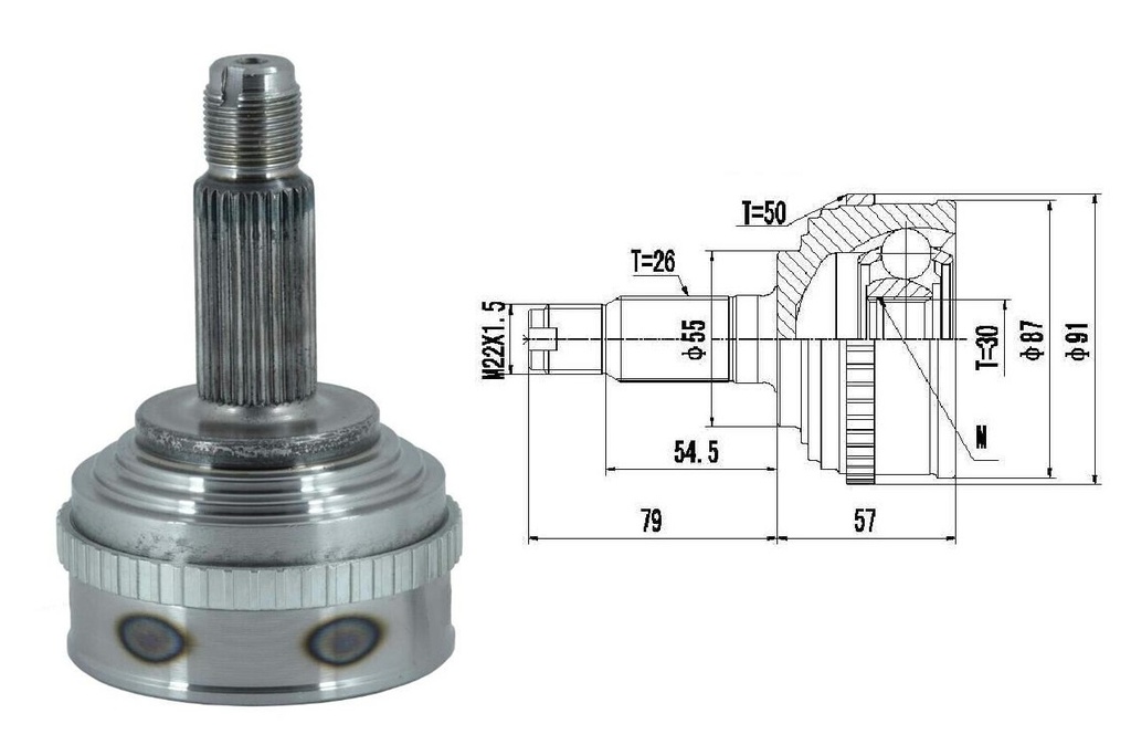 HOMOCINETICA CIVIC 91/  SEG.MED.  ABS50  RUEDA  26/30