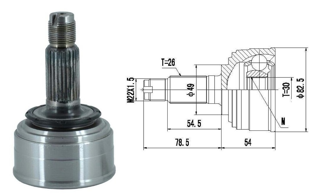 HOMOCINETICA CIVIC CRX 88/  SEG.MED.  RUEDA  26/30