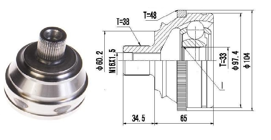 HOMOCINETICA A4 TRANSPORTER  SEG.INT.  ABS48  RUEDA  38/33