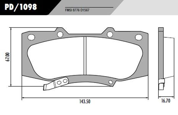 PASTILLA HILUX 2.5 05/  143,5x67x16,7  DEL 