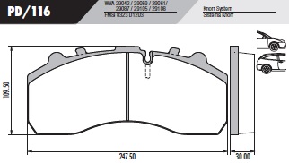 PASTILLA IVECO MB 1938 AXOR  247,6x109,6x30  DEL/TRAS