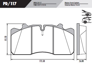 PASTILLA MB 712 812 814 914 C 915  175,5x82,5x26  DEL/TRAS