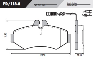 PASTILLA SPRINTER 310 312 CABLE  125,8x61x18  TRAS