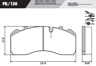 PASTILLA MB OH 1115 ATEGO  210,7x92,5x30  DEL