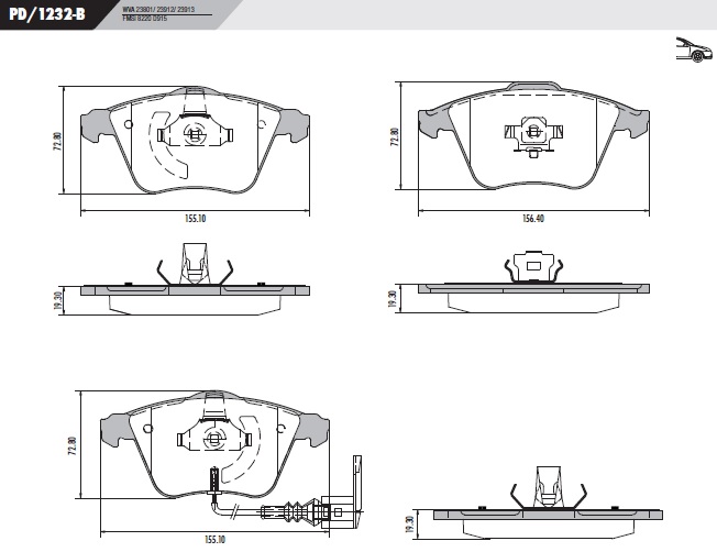 PASTILLA A3 GOLF 04/  156,4/155x73x19,3  DEL