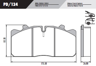 PASTILLA IVECO EUROCARGO  175,5x85,5x26  DEL TRAS