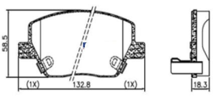 PASTILLA TIPO 1.6 ETORQ 17/  132,8x58,5x18,3  DEL