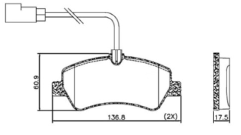 PASTILLA TRANSIT 15/  136,8x61x17,5  TRAS