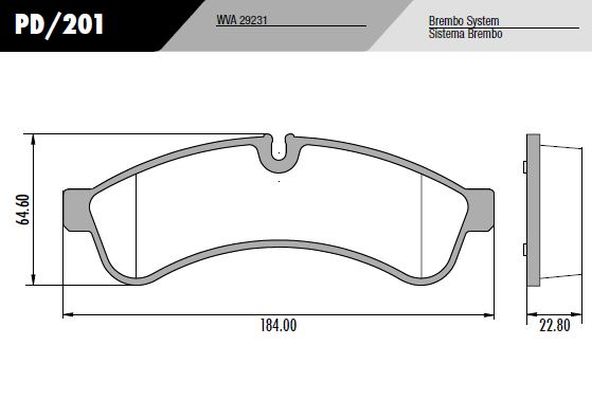 PASTILLA IVECO DAILY 70C16  184x64,6x22,8  TRAS