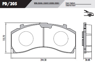 PASTILLA MB ACTROS 10/  244x113x30  DEL