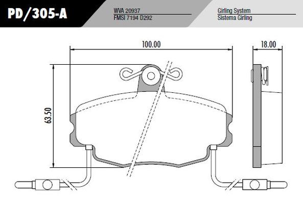 PASTILLA 205 R9 R11 R19 CLIO  100x63,5x18  DEL