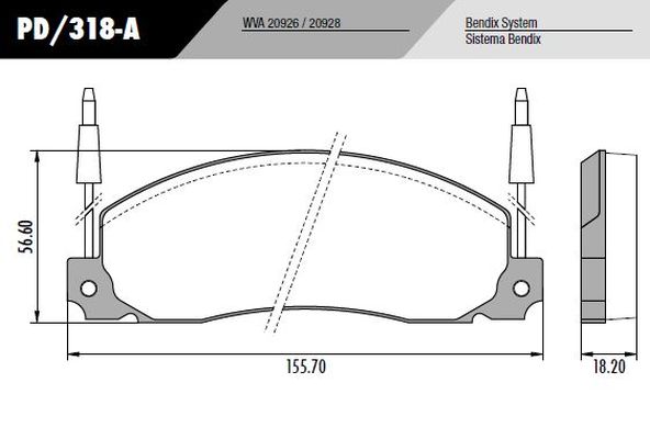 PASTILLA TRAFIC 1400 2000  155,6x56,6x18,2  DEL