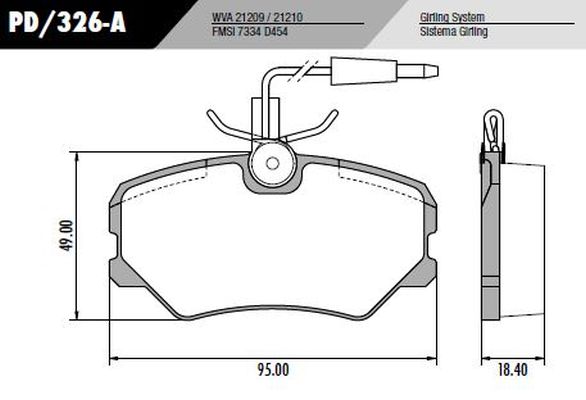 PASTILLA 306 405 GLI SRI STI  95x49x18,4  DEL