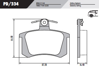 PASTILLA A4 ALFA 155 164  87,2x66,8x16,4  TRAS