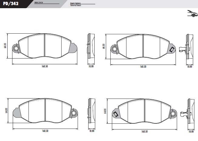 PASTILLA TRANSIT 16" BOSCH  168,6x65,3x18,5  DEL