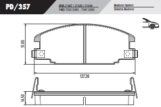 PASTILLA LUV ISUZU AMIGO  127,2x51x16,5  DEL