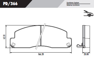 PASTILLA TOYOTA MINIBUS DINA  166x62x20  DEL