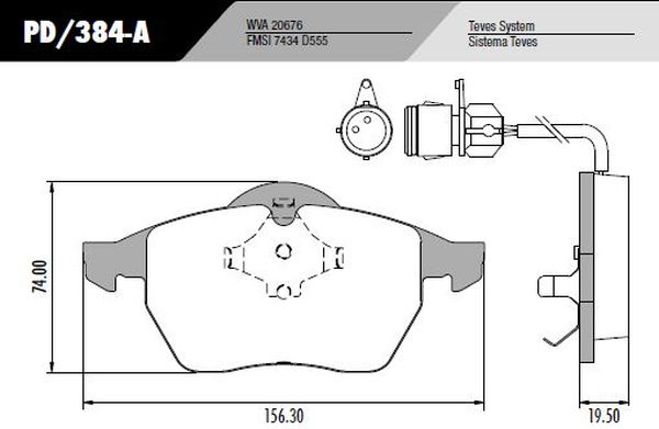 PASTILLA A4 GOLF PASSAT  156,3x74x19,5  DEL