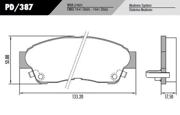 PASTILLA COROLLA RAV4  133,2x53x17,5  DEL