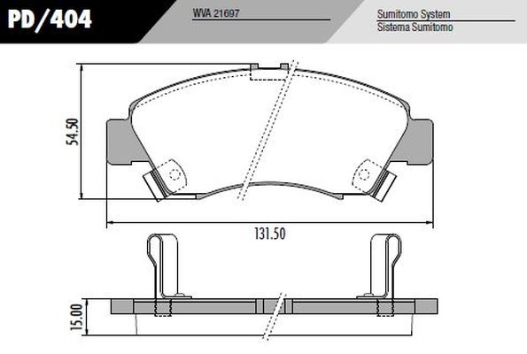 PASTILLA CIVIC FIT 1.3 1.4 /98  131,3x54,5x15  DEL