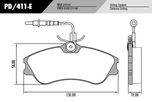 PASTILLA 306 PARTNER CABLE  130x55,4x18,3  DEL  