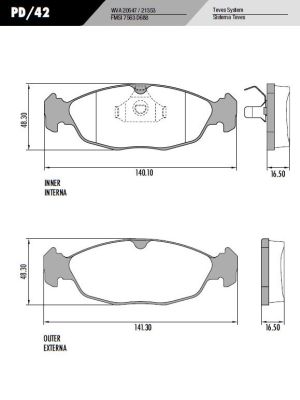 PASTILLA AGILE CORSA LARGA  141,3/140x48,3x16,5  DEL