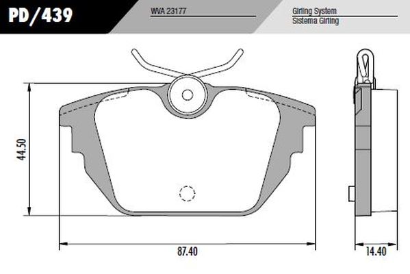 PASTILLA ALFA 145 146  87x45x14,7  TRAS