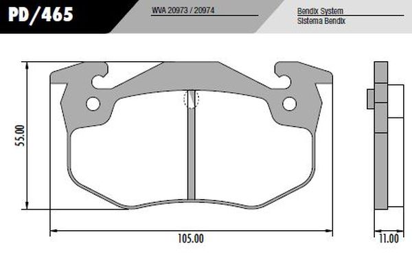 PASTILLA 206 306 R19 CLIO  105x55x11  TRAS  