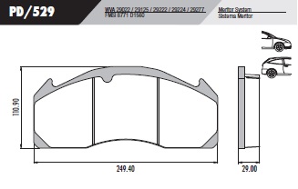 PASTILLA VOLVO B9 VM 310  249,4x111x29  D/T