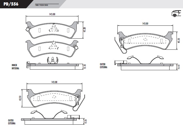 PASTILLA GRAND CHEROKEE  143x45,2x15  TRAS