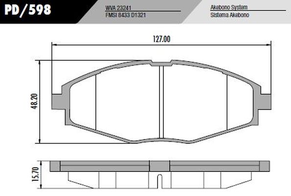 PASTILLA AVEO CHERY QQ   127x48,2x16  DEL