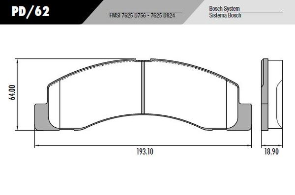 PASTILLA F100 F1000 F4000  193,4x64x18  DEL/TRAS