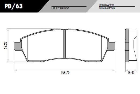 PASTILLA F100 99/ F1000 DUTY  159x52x18  TRAS