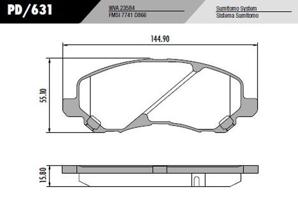 PASTILLA JEEP COMPASS  144,8x55x16  DEL