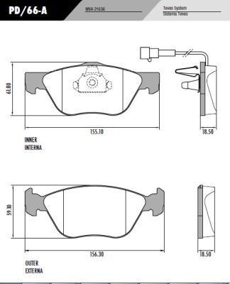 PASTILLA IDEA PUNTO  156,3x59x18,5 / 155x61,8x18,5  DEL