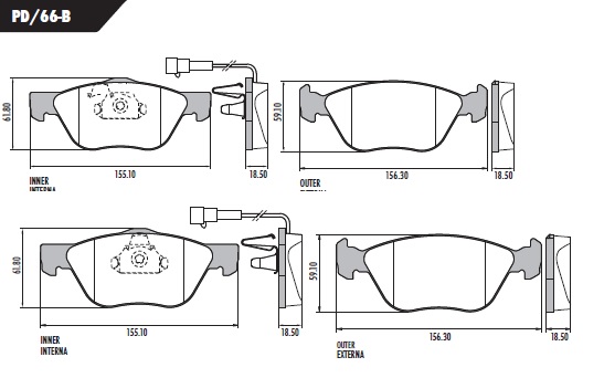 PASTILLA ALFA 145 155 MAREA  156,3/155x59,2x18,5  DEL
