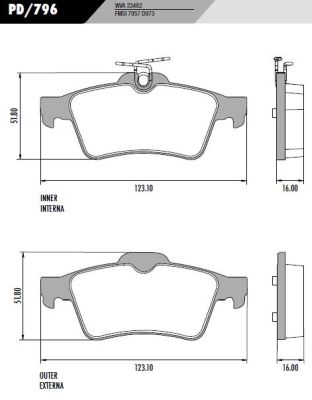 PASTILLA FOCUS ECOSPORT  123x52x15,8  TRAS