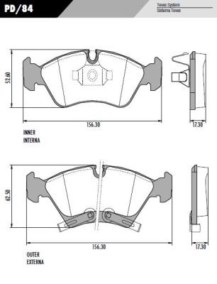 PASTILLA MERIVA 1.8 14"  156,3x62,5/52,6x18  DEL 