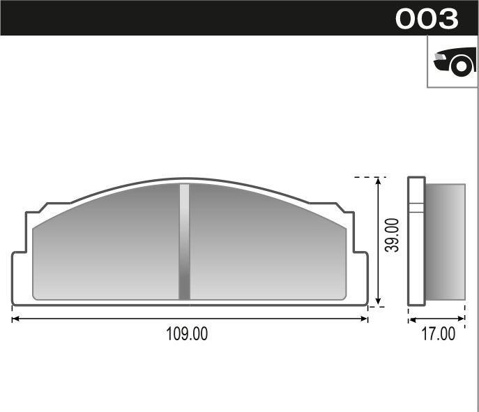 PASTILLA FIAT 125 128 1100  109x39x17,3  DEL