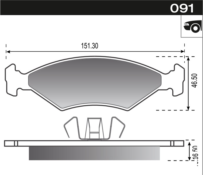 PASTILLA COURIER FIESTA KA 09>  151,3x46,4x16,6  DEL