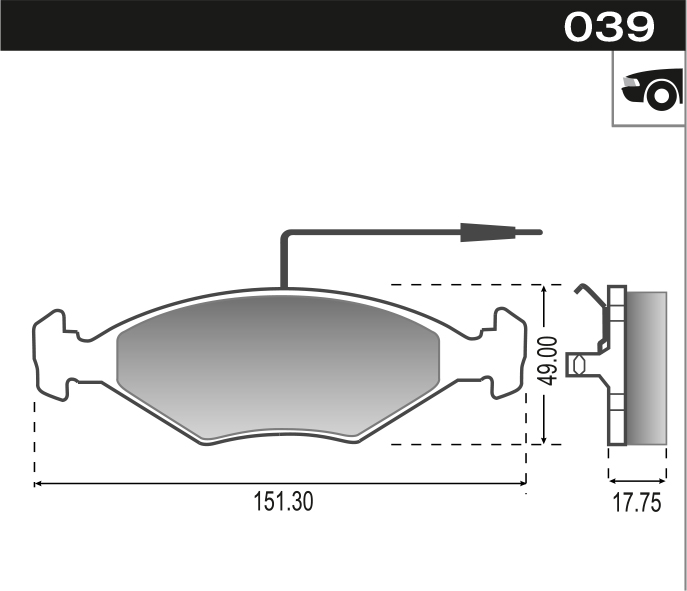 PASTILLA 504 505 SR SRD ARM LARGA  151,3x49,2x17  DEL