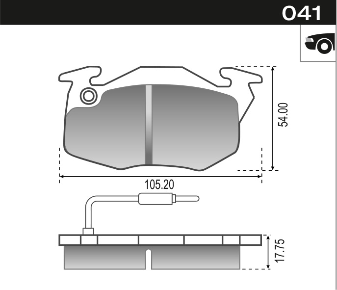 PASTILLA 106 205 306 R9 R11 R18 R19 CLIO  105,2x54x17,7  DEL