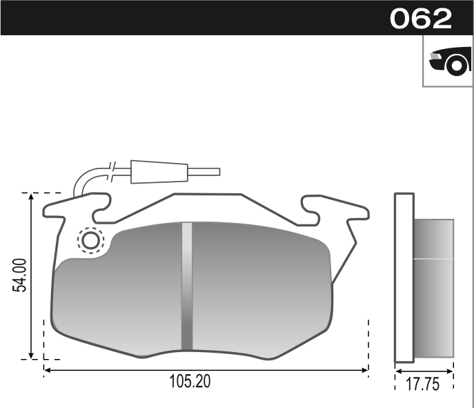 PASTILLA 106 205 306 R9 R11 R18 R19 CLIO  105,2x54x17,7  DEL