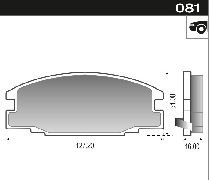 PASTILLA LUV ISUZU PICK UP AMIGO  127,2x51x16,5  DEL