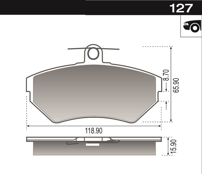 PASTILLA GOLF POLO PASSAT A4 DIS VENTILADO  119x69,5x16/8,7  DEL